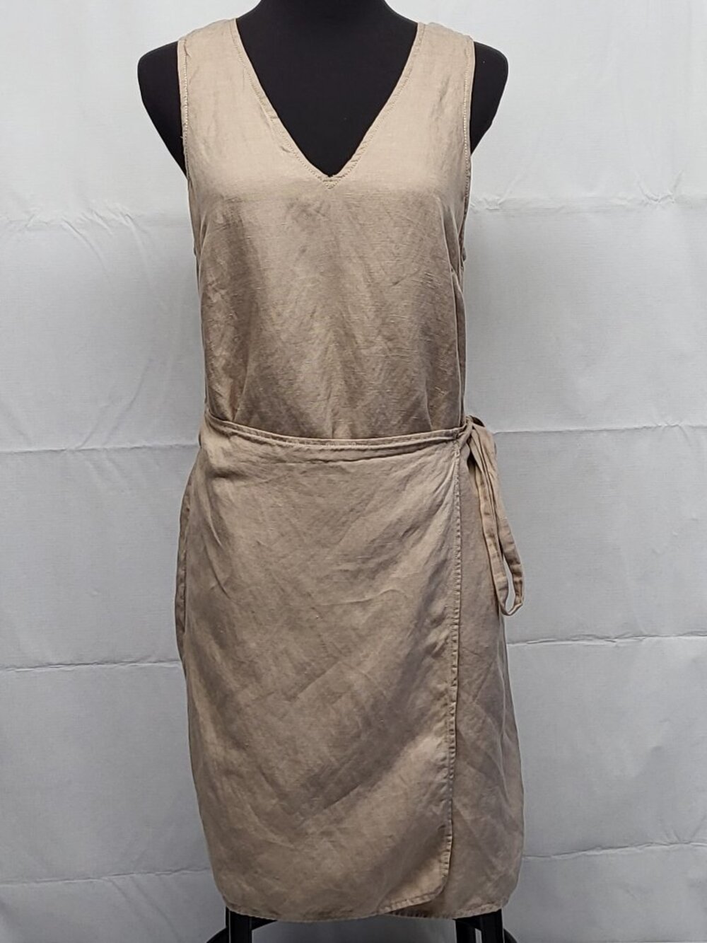 ASTR The Label Womens Wrap Dress Sleeveless Size Medium Tie-Waist Tencel Linen